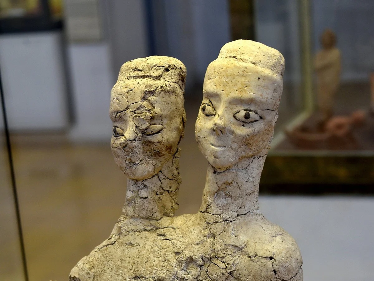 The two-headed plaster statue from Ain Ghazal, Jordan, c. 6500 BCE
