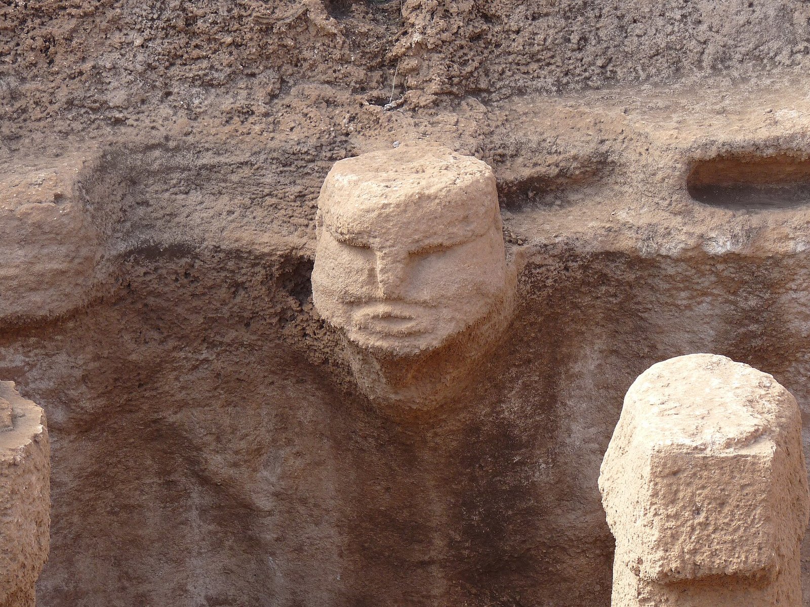 A human face carved on a T-pillar at Karahan Tepe
