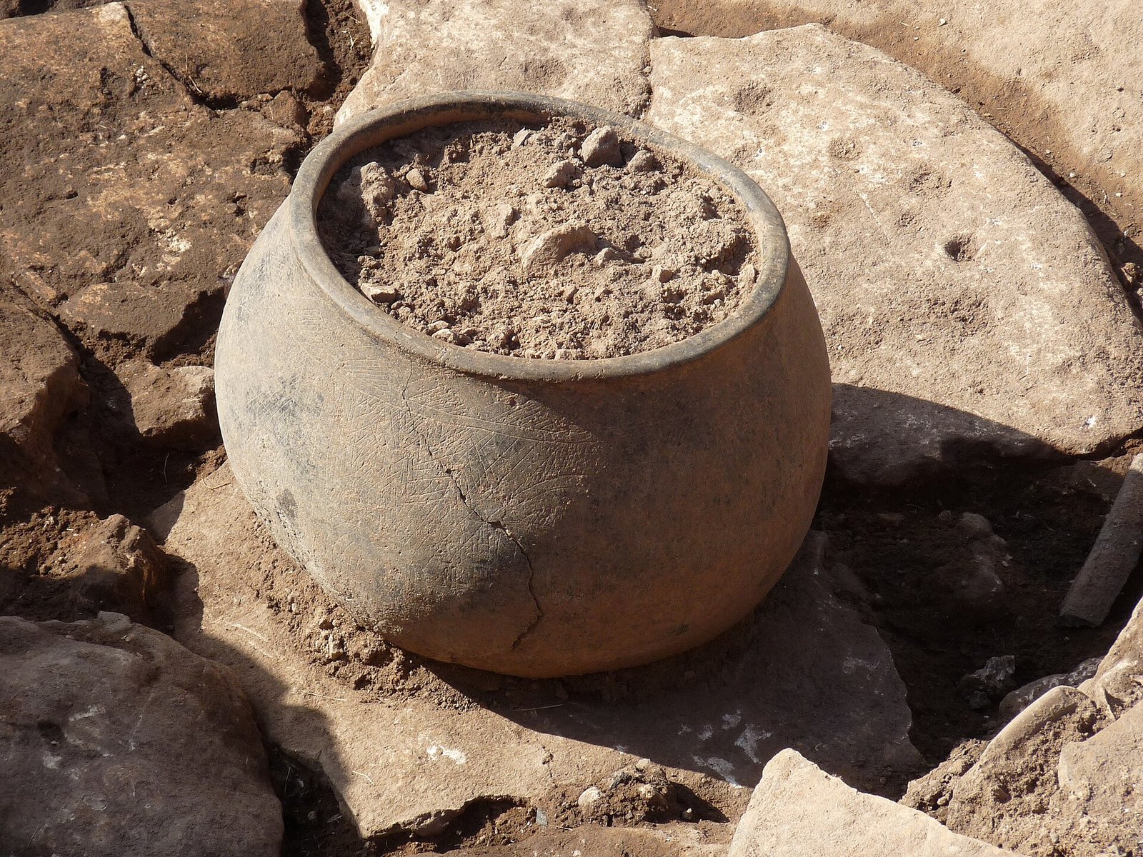 A stone vessel in situ at Karahan Tepe