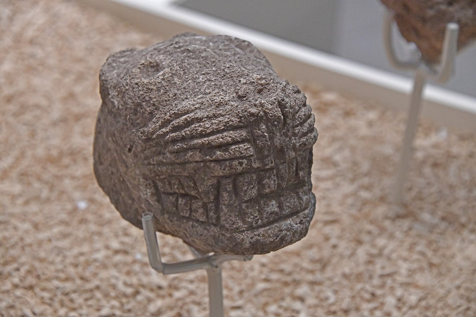 The head of a leopard sculpture from Karahan Tepe, teeth and jaws emphasised