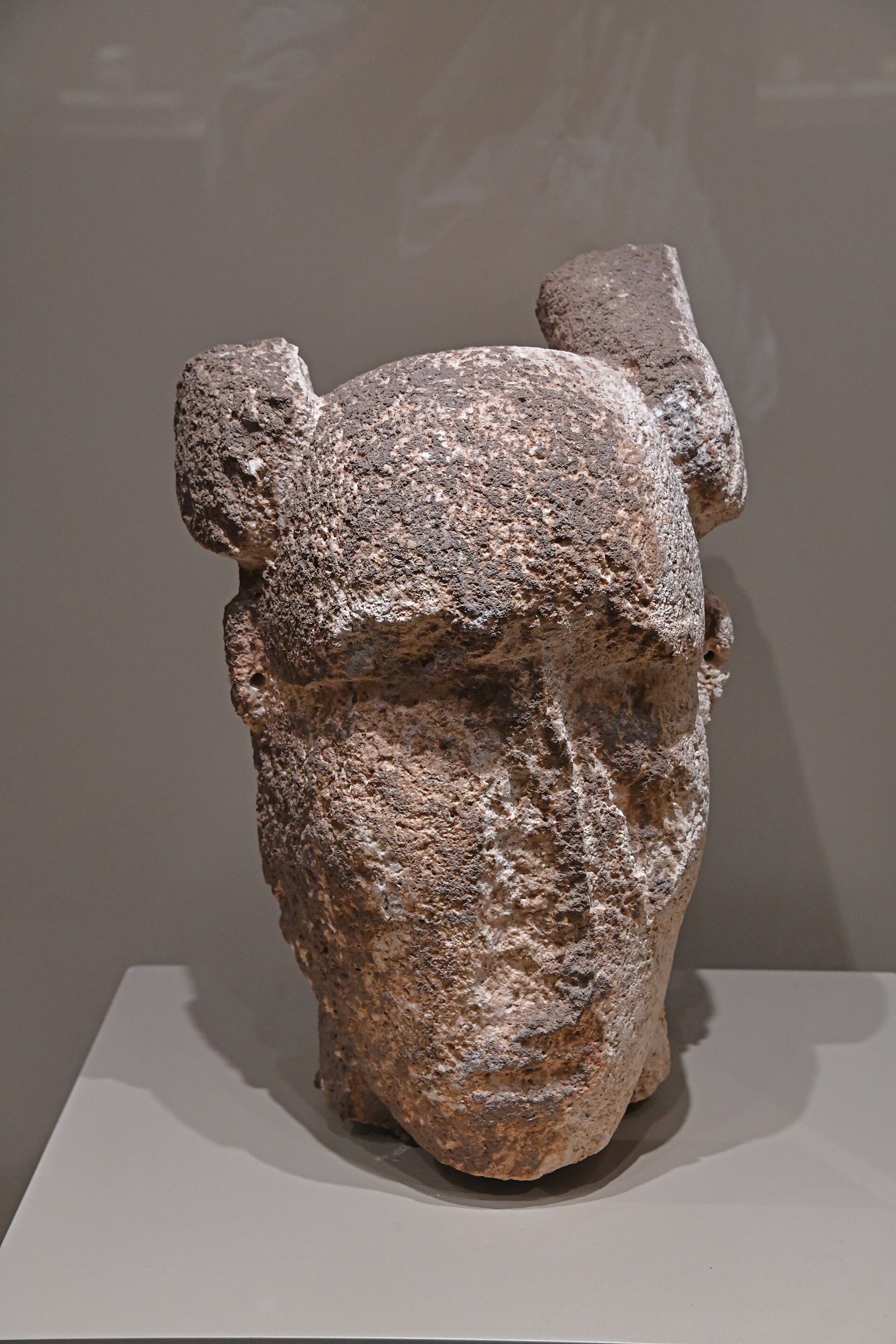 A carved human face from Karahan Tepe, Şanlıurfa museum